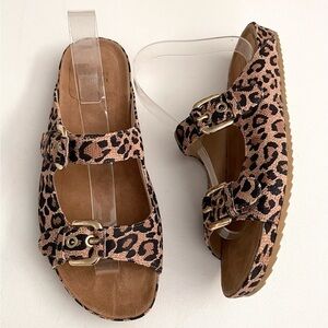 Stuart Weitzman Freely leopard cheetah suede buckle flat Sandal 10